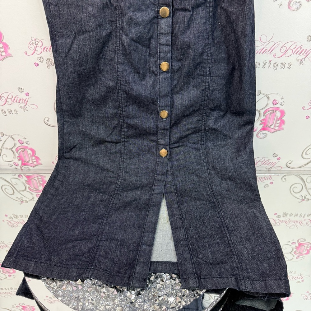 Zara dress Jean look gold buttons long style Stylish Black Button-Down Dress - Picture 3 of 15